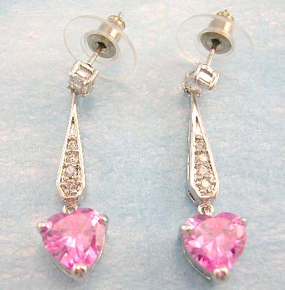 wholesale jewelry distribute lovely heart shaped cz diamond earring