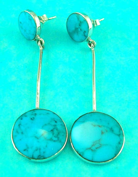 wholesale jewelry online fashion shop delivers sterling silver turquoise gemstone sterling silver earring in rounded shape 