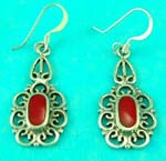 best fashion costume jewelry 925 sterling silver wholesale supplies rounded oval red gemstone earring 