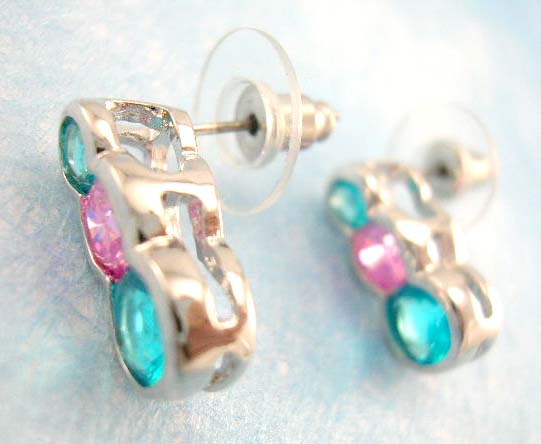online cubic zirconia jewelry shopping wholesale distribute pink and aqua cz earring