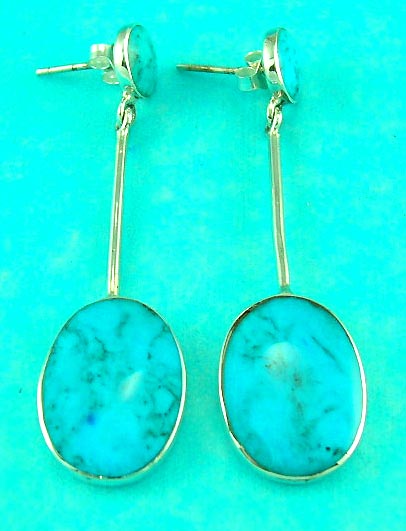 wholesale jewelry online fashion shop distribute sterling silver oval shaped turquoise gemstone sterling silver earring 
