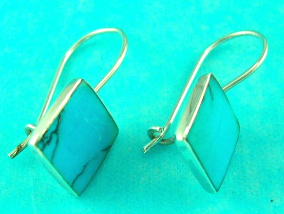 online fashion wholesale jewelry delivers sterling silver square turquoise gemstone earring 