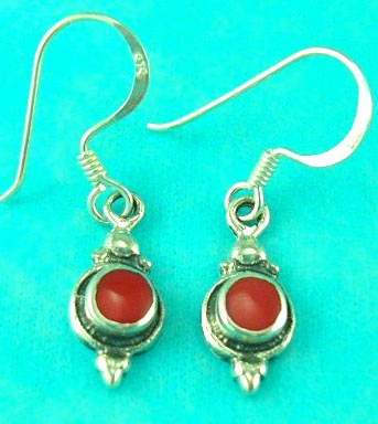 cheap jewelry store manufactured young looking red gemstone sterling silver earring 