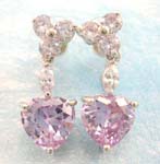 cubic zirconia fashion jewelry wholesale supply light purple cz earring in rhodium plated, brass base