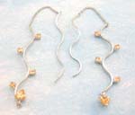 wholesale online shop distribute orange/blue/pink/purple threader cz earring