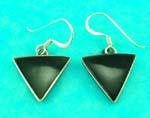 wholesale distribute fashion jewelry of onyx sterling silver triangle earring 