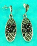wholesale jewelry manufacture oval shaped marcasite stone along with cz inlaid earring 