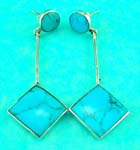 online fashion jewelry shop delivers sterling silver square turquoise gemstone sterling silver earring 