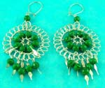 auction fashion costume jewelry 925 sterling silver manufactured wild style green gemstone earring 